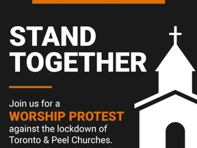 A poster being circulated is encouraging people to attend a protest in Toronto against the advice of local heath professionals.