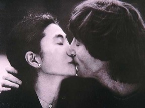 John and Yoko embrace on the cover of Double Fantasy, Lennon's last album.