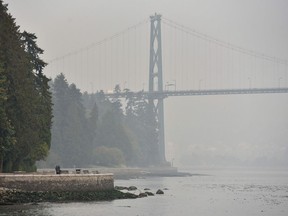 Stanley Park and the Lions Gate Bridge are enveloped in smoke from the forest fires that burned in the U.S. Pacific Northwest and California in mid-September, when Vancouver for a time ranked among the most air-polluted cities in the world.