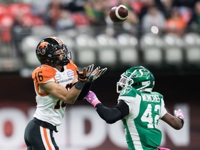 B.C. Lions' receiver Bryan Burnham, left, has been named to the CFL's All-Decade second team. He's planning on catching many more passes during the 2021 season — hopefully in front of fans.