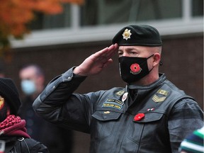 The Remembrance Day ceremony at the Cenotaph at Victory Square in Vancouver.