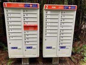 New community mailboxes are described by Canada Post as having heavy duty locks, high-grade construction and superior security and safety. Most rural locations on the Sunshine Coast still have the older model.
