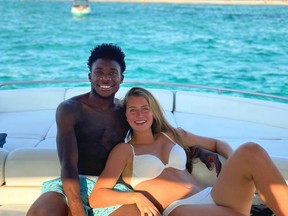 What kicked off the hate: Canadian and now Europe-based soccer stars Alphonso Davies and Jordan Huitema, who have been dating since 2017, on holiday in Ibiza, Spain. Huitema posted the photo on Instagram.