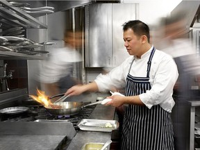 Chef Montgomery Lau in the Bacchus kitchen.