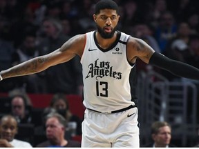 LA Clippers guard Paul George during the third quarter against the Sacramento Kings at Staples Center.