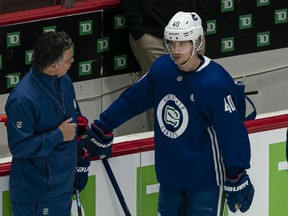 Travis Green knows frustrated centre Elias Pettersson is still finding his way in tough NHL games.