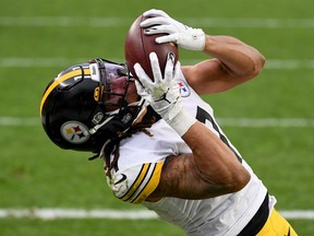 Chase Claypool of the Pittsburgh Steelers celebrates his touchdown against the Cleveland Browns in the fourth quarter at FirstEnergy Stadium on Jan. 3, 2021, in Cleveland.