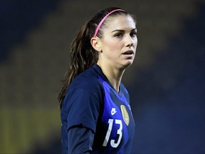 U.S. soccer star Alex Morgan is pictured in Rat Verlegh Stadium, Breda, Netherlands, in this Nov. 27, 2020 file photo.