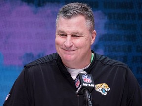 Jacksonville Jaguars  head coach Doug Marrone at the NFL Scouting Combine in Indianapolis on Feb. 25, 2020.