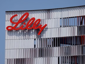 FILE PHOTO: Eli Lilly logo is shown on one of the company's offices in San Diego, California, U.S., September 17, 2020.
