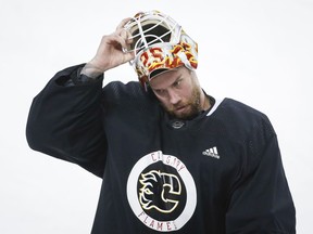 Netminder Jacob Markstrom of the Calgary Flames is scheduled to face the Canucks for the first time Saturday night when Vancouver visits the Scotiabank Saddledome.