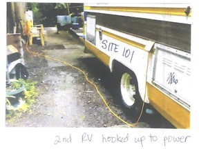 Submitted court documents show photos from Creekside Campground and RV Park. Campground manager Treena Knight provided the documents and photos to the court, claiming RV owners have set up a tent city.