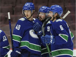 The Canucks’ prospects of success on offence starts with Elias Pettersson, J.T. Miller and Brock Boeser (left to right), whether split up or united on the 6-40-9 line.