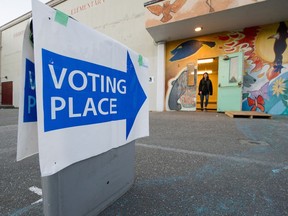 People vote at Grandview Elementary School during the municipal election in Vancouver on Oct. 20, 2018.