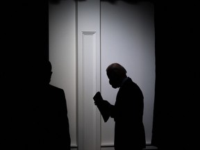 U.S. President Joe Biden leaves after speaking about the American Rescue Plan and the Paycheck Protection Program (PPP) for small businesses in response to coronavirus, in the Eisenhower Executive Office Building in Washington, D.C, Feb. 22, 2021.