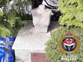 Victoria police officers were called to an area of Beacon Hill Park near the petting zoo just after noon Wednesday after receiving a report that a bust of the queen had been vandalized.