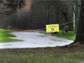 Warning signs as Vancouver's parks board launches a public education campaign about co-existing with coyotes following recent reports of coyotes chasing and nipping at joggers and cyclists around Brockton Oval and Hollow Tree near Prospect Point in Stanley Park in January.