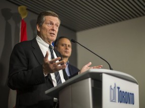 Toronto Mayor John Tory talks to media at Toronto's city hall