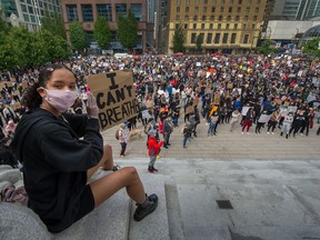 An anti-racism rally in front of the Vancouver Art Gallery last May, held in response to the death of George Floyd at the hands of police in Minneapolis. Floyd’s death sparked an unprecedented dialogue about the prevalence and impact of racism across North America and around the world.