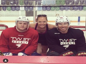 Haleigh Callison with Morgan Rielly and David Jones back when she used to work for Twist Performance.