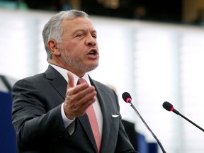 King Abdullah II of Jordan addresses the European Parliament in Strasbourg, France, in January 2020.