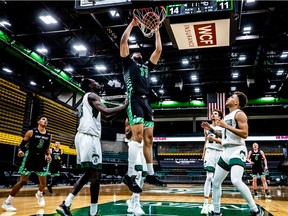 Handout photo of Fardaws Aimaq. The Utah Valley University Wolverines men's basketball team against the Adams State Grizzles at the UCCU Center on the UVU campus in Orem, Utah, on April 21, 2020.