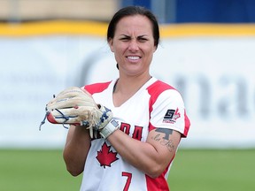 Jenn Salling, pictured at women’s world softball championships in 2016, says ‘it’s been a mission to be the most mentally and physically prepared that I can be for the last week of July.’