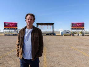 David Howard, president of The Event Group, was photographed at the Grey Eagle Drive-In on Friday, May 14, 2021. The Event Group, which is the managing partner of the Grey Eagle site, is requesting to continue with their outdoor events after they were told to shut down their drive-in movie on May 13.