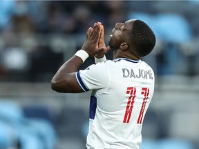 Cristian Dajome of the Vancouver Whitecaps reacts after missing an attempt on goal against Minnesota United at Allianz Field on May 12 in St Paul.