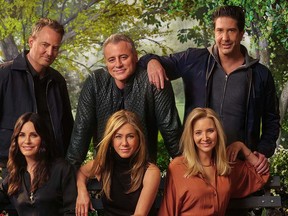 Clockwise from top left: Matthew Perry, Matt LeBlanc, David Schwimmer, Lisa Kudrow, Jennifer Aniston, and Courteney Cox return to Friends' original soundstage, Stage 24, on the Warner Bros. Studio lot in Burbank for an unscripted celebration of the iconic NBC series.