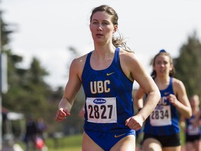 Natalia Hawthorn, pictured running for UBC in 2017, has made Spokane, Wash., her home base for now as she tries to grab a 5,000-metre berth on the Canadian Olympic team.