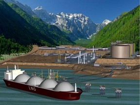A 2012 illustration of the proposed Kitimat LNG facility on Haisla Nation land in Bish Cove, near Kitimat.