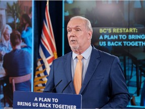 Premier John Horgan announces B.C.'s restart plan on May 25, 2021.