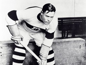 Frank Fredrickson, who once scored 39 goals in 30 games for the Victoria Cougars in 1922-23, is seen here in his Detroit Cougars uniform during the 1926-27 season. Inset: While still in his teens, the Winnipeg native enlisted in the 223rd Battalion made up of soldiers mostly of Nordic heritage during World War I.  HOCKEY HALL OF FAME PHOTOS