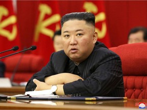 This picture taken on June 18, 2021 and released from North Korea's official Korean Central News Agency (KCNA) on June 19 shows North Korean leader Kim Jong Un attending the fourth day sitting of the 3rd Plenary Meeting of the 8th Central Committee of the Workers' Party of Korea in Pyongyang.
