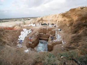 This undated photo provided by Yossi Zaidner in June 2021 shows the Nesher Ramla, Israel human ancestor excavation site. On Thursday, June 24, 2021, scientists reported that bones found in an Israeli quarry are from a branch of the human evolutionary tree and are 120,000 to 140,000 years old.