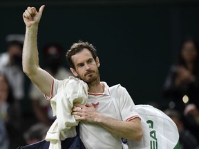 Britain's Andy Murray celebrates winning his second round match against Germany's Oscar Otte.
