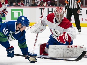 NHL expansion draft scenarios that involve a move of Montreal Canadiens star goalie and former league MVP Carey Price (right) to Seattle could have a big impact on the fortunes of the Vancouver Canucks. Topping that list would be the status of pending restricted free agent Elias Pettersson (left).