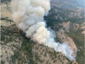 The Inkaneep Creek wildfire is located on Osoyoos Indian Band land, approximately six kilometres north of Osoyoos.