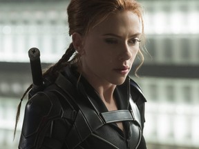 Scarlett Johansson sheds a tear in Black Widow.