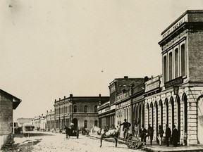 Wharf Street in Victoria, circa 1865.