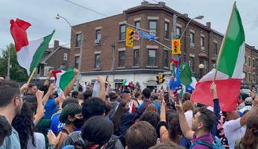 Italy fans celebrate their nation's Euro 2020 victory on Sunday in Little Italy.