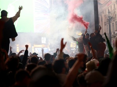 Fans gather after Italy won the Euro 2020 in London.