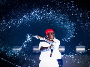 DaBaby performs on stage during Rolling Loud at Hard Rock Stadium on July 25, 2021 in Miami Gardens, Florida.