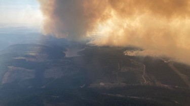 Afternoon fire behaviour on Jimmy Lake area of the White Rock Creek Wildfire on July 26.