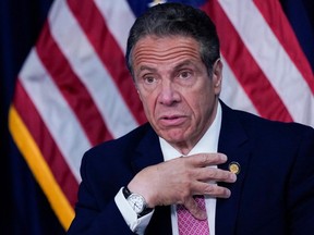 New York Gov. Andrew Cuomo speaks during a news conference in New York City, May 10, 2021.
