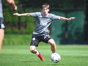 Scottish midfielder Ryan Gauld takes part in his first training session as a member of the Vancouver Whitecaps.