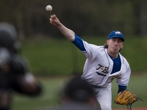 Adam McKillican, pitching for UBC in 2017, is a product of the Parksville Royals of the B.C. Premier League who also pitched one summer in the collegiate all-star West Coast League with the Victoria HarbourCats.