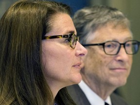 American business magnate Bill Gates and wife Melinda Gates attend a news conference by United Nations's movement "Every Woman, Every Child" in Manhattan, New York September 24, 2015.