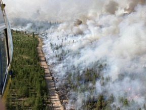 A controlled burn at Flat Lake north of 70 Mile House.